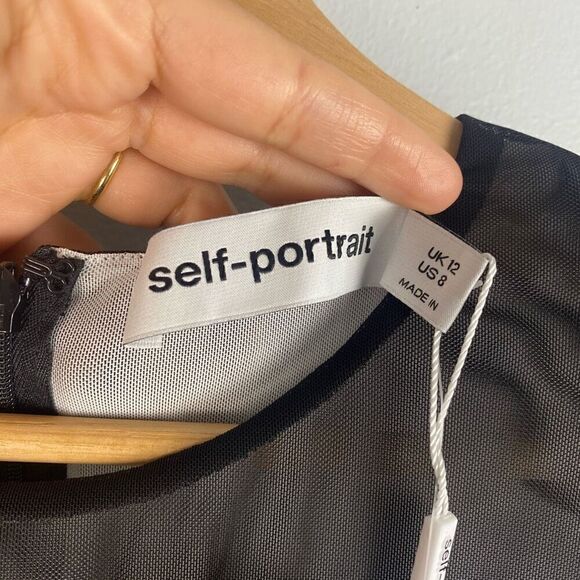 SELF-PORTRAIT DOUBLE MESH MINI DRESS WITH SIDE CUTOUT - Picture 11 of 14